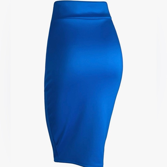 Women's Elastic Waist Stretch Bodycon Midi Knee Length Pencil Skirt for Office - Picture 4 of 5